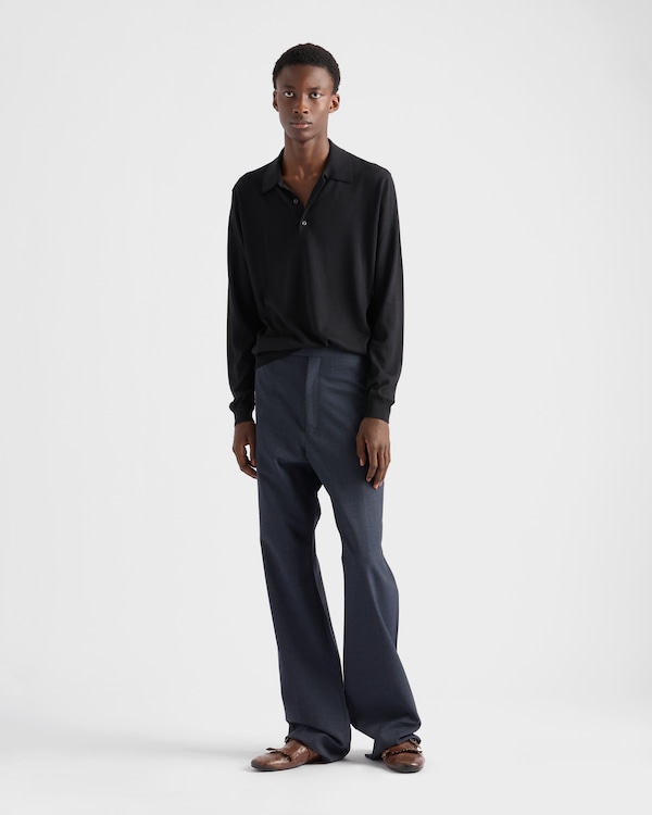 Cashmere and silk polo shirt - Black Cashmere and silk polo shirt - Black