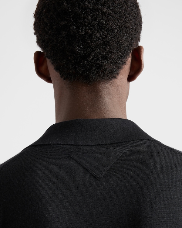 Cashmere and silk polo shirt - Black Cashmere and silk polo shirt - Black