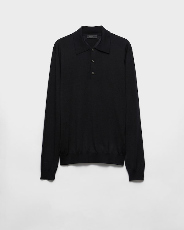 Cashmere and silk polo shirt - Black Cashmere and silk polo shirt - Black