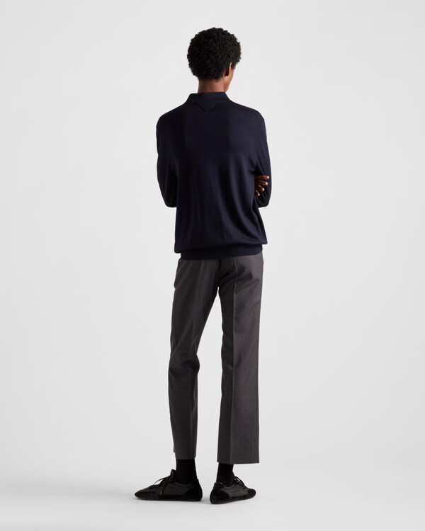 Cashmere and silk polo shirt - Navy Cashmere and silk polo shirt - Navy