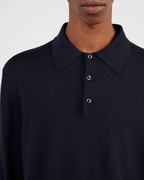 Cashmere and silk polo shirt - Navy Cashmere and silk polo shirt - Navy