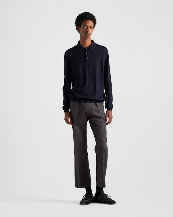 Cashmere and silk polo shirt - Navy Cashmere and silk polo shirt - Navy