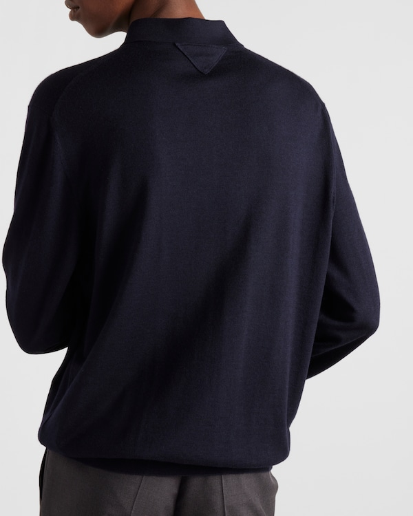 Cashmere and silk polo shirt - Navy Cashmere and silk polo shirt - Navy