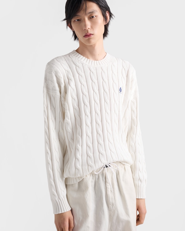 Cotton crew-neck sweater - White Cotton crew-neck sweater - White