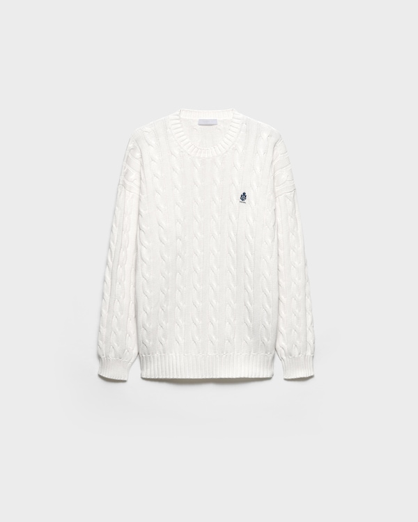 Cotton crew-neck sweater - White Cotton crew-neck sweater - White