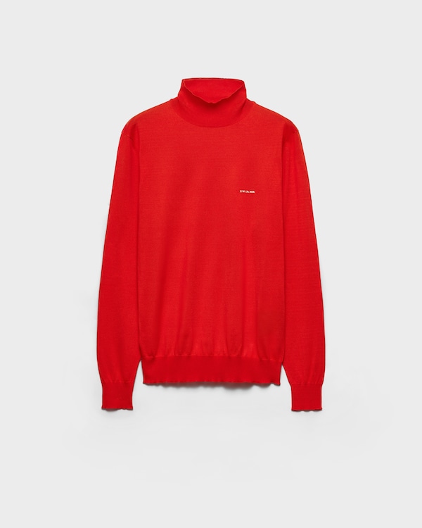 Cotton mock turtleneck sweater - Red Cotton mock turtleneck sweater - Red
