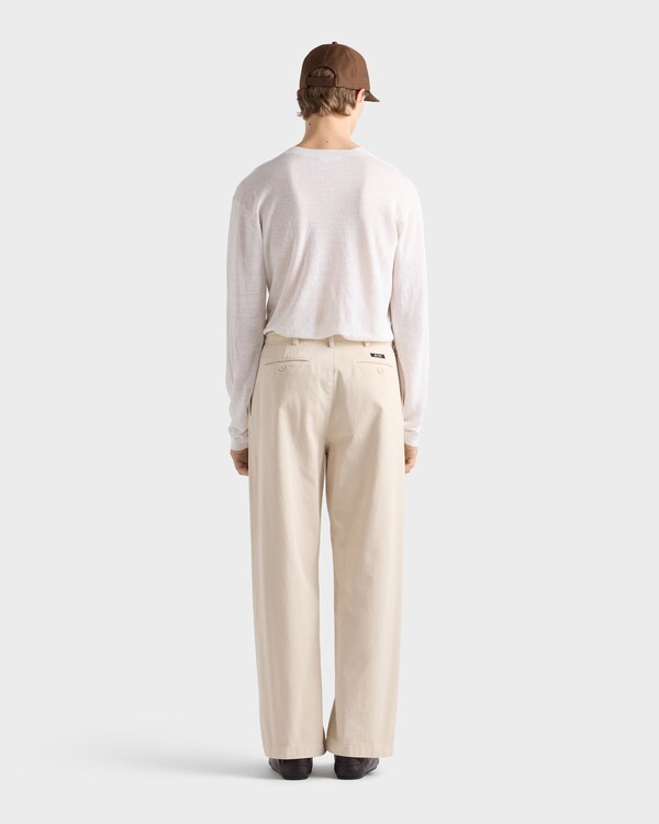 Wide-leg cotton pants - Sand Beige Wide-leg cotton pants - Sand Beige