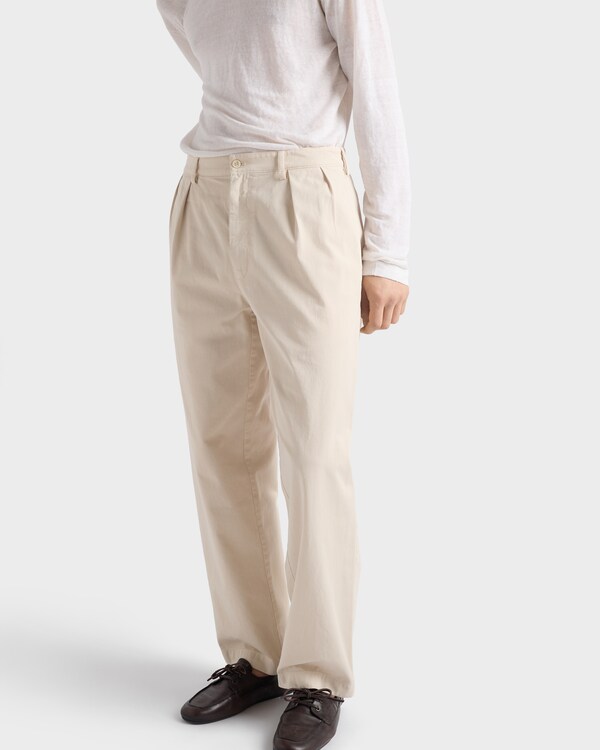 Wide-leg cotton pants - Sand Beige Wide-leg cotton pants - Sand Beige