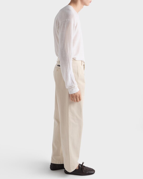 Wide-leg cotton pants - Sand Beige Wide-leg cotton pants - Sand Beige