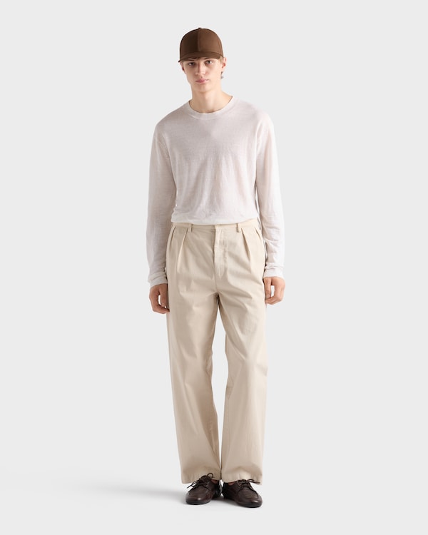 Wide-leg cotton pants - Sand Beige Wide-leg cotton pants - Sand Beige