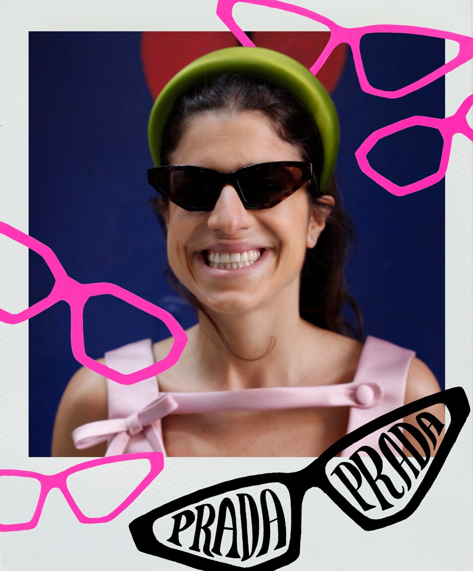 Leandra Medine wearing the new Prada Disguise eyewear collection