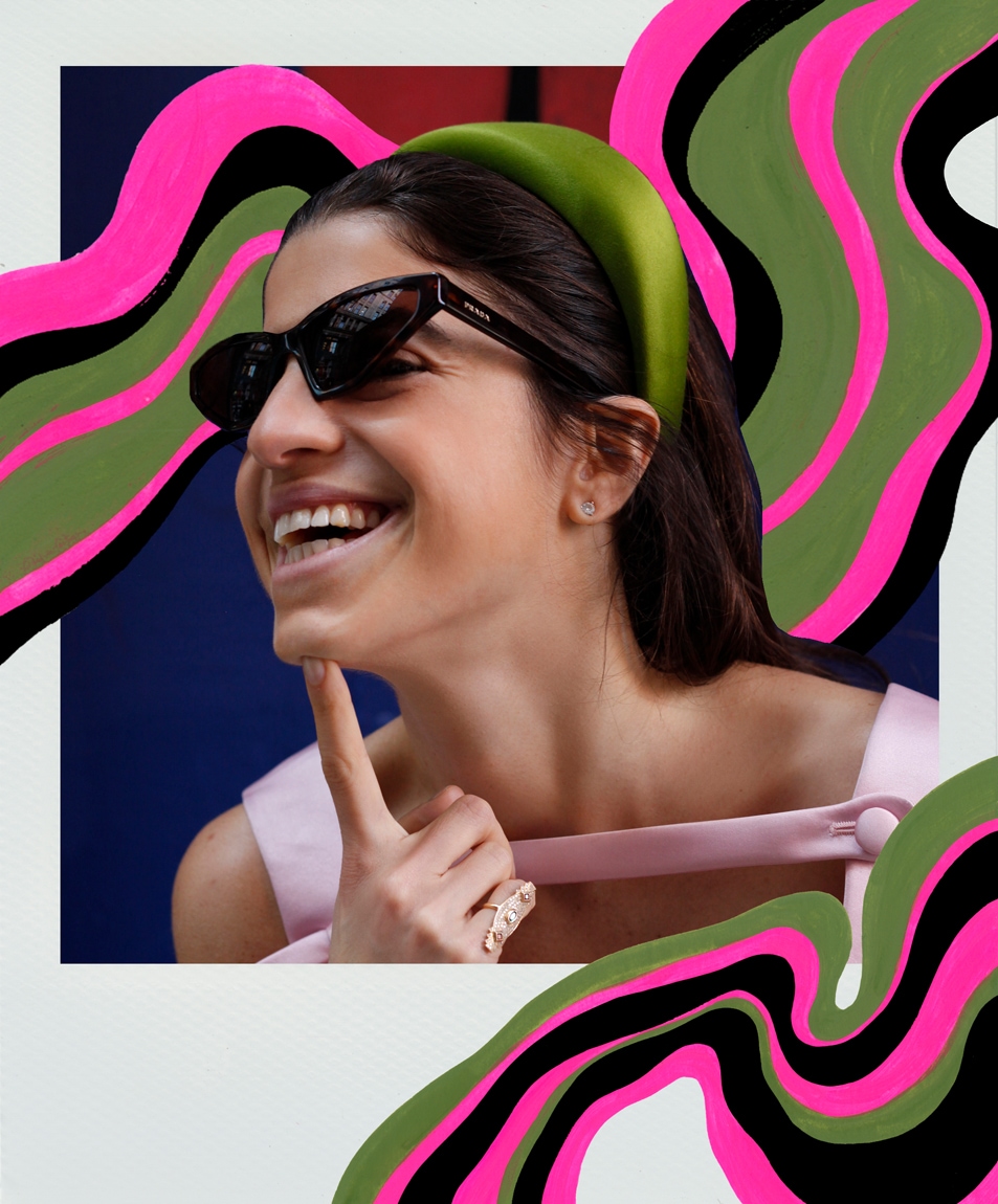 Leandra Medine wearing the new Prada Disguise eyewear collection