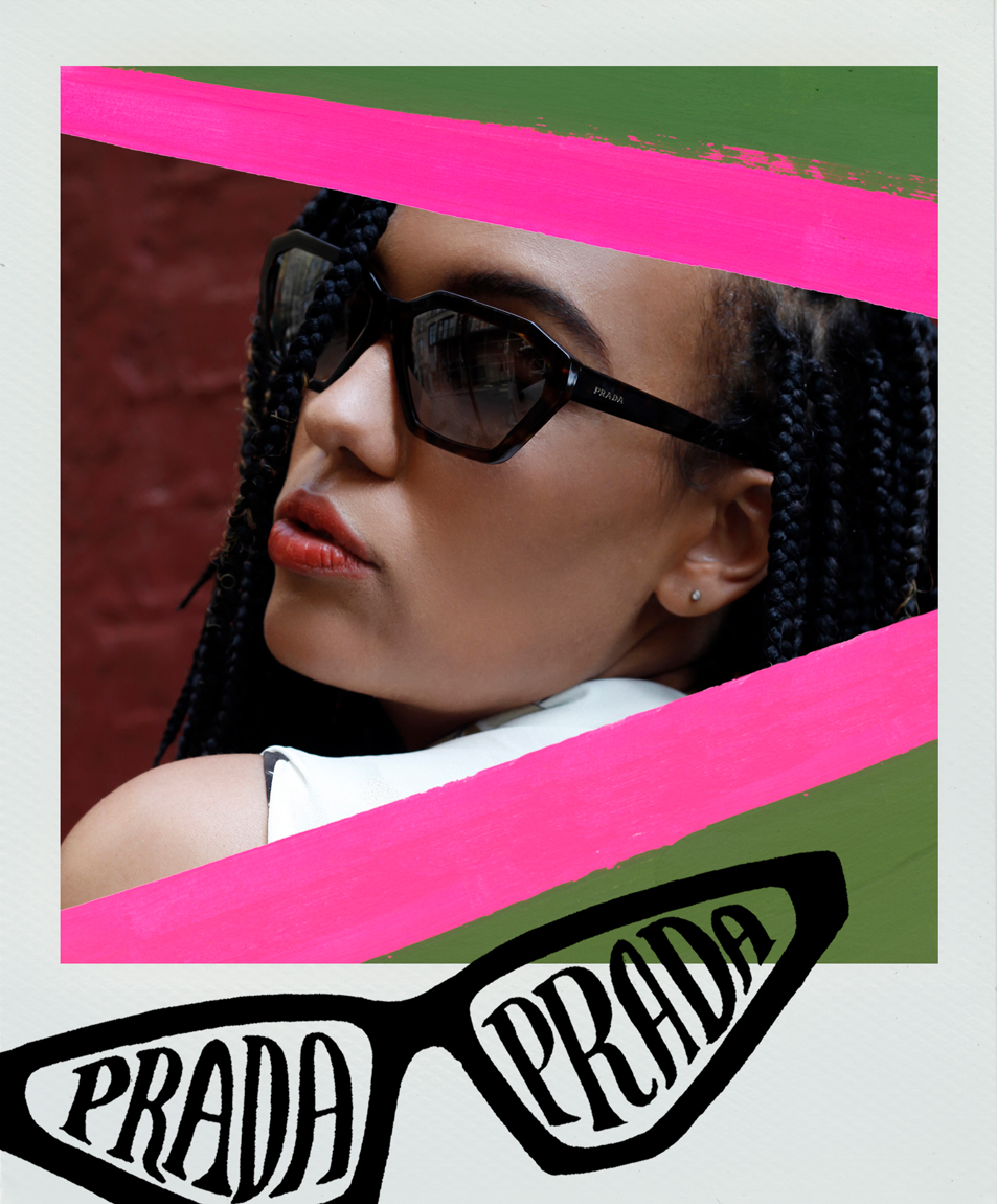 Matt Little wearing the new Prada Disguise eyewear collection