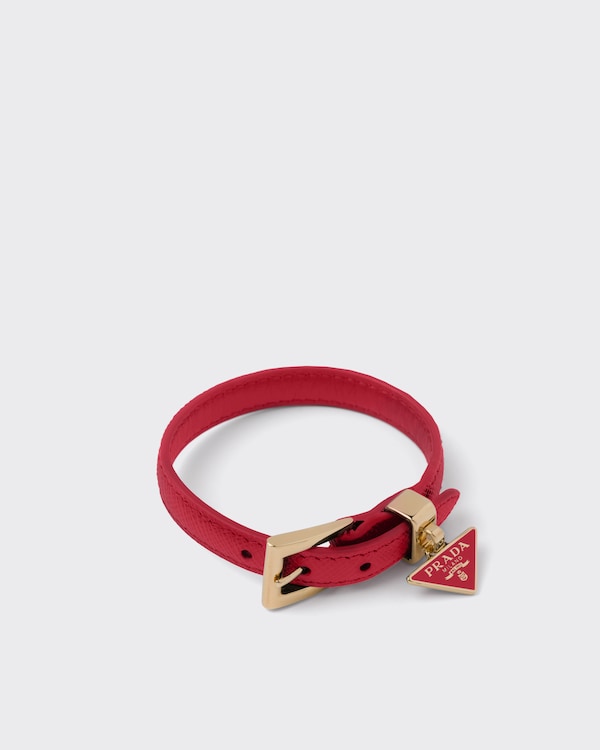 Saffiano leather bracelet - Fiery Red Saffiano leather bracelet - Fiery Red
