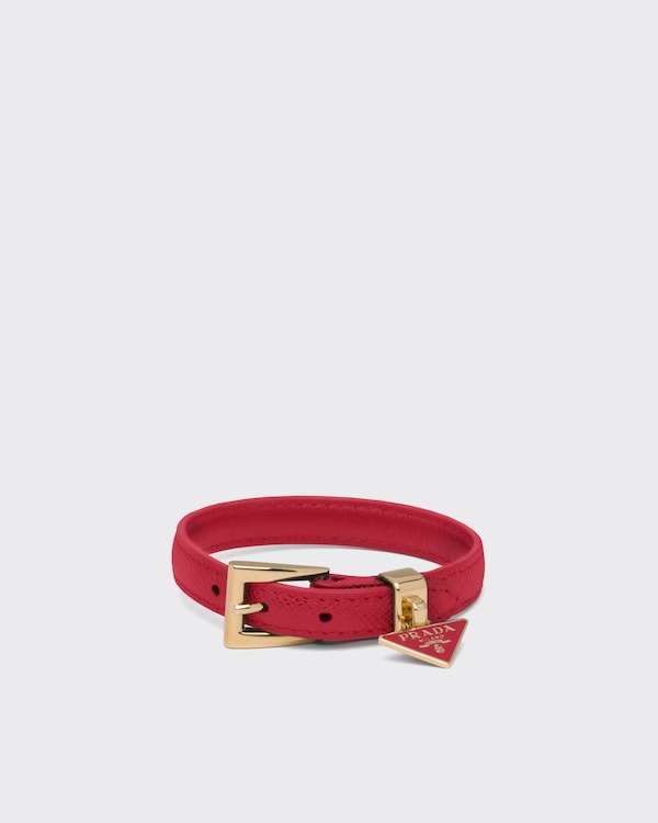Saffiano leather bracelet - Fiery Red Saffiano leather bracelet - Fiery Red