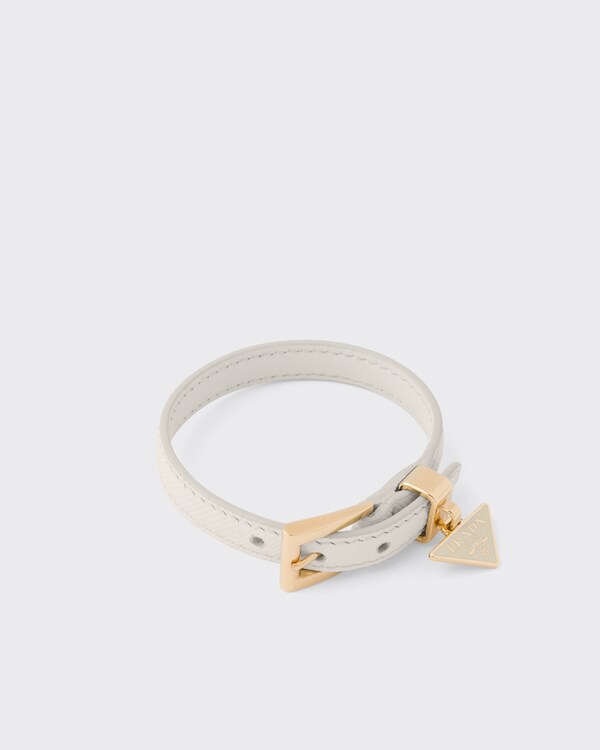 Saffiano leather bracelet - Chalk White Saffiano leather bracelet - Chalk White