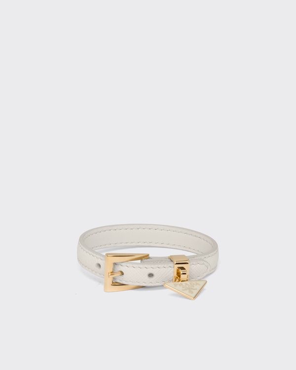 Saffiano leather bracelet - Chalk White Saffiano leather bracelet - Chalk White