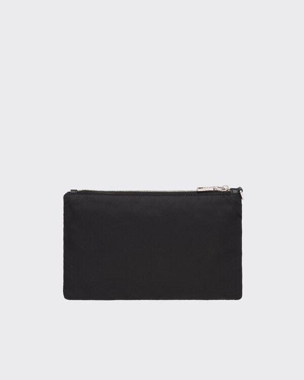Re-Nylon and Saffiano leather pouch - Black Re-Nylon and Saffiano leather pouch - Black