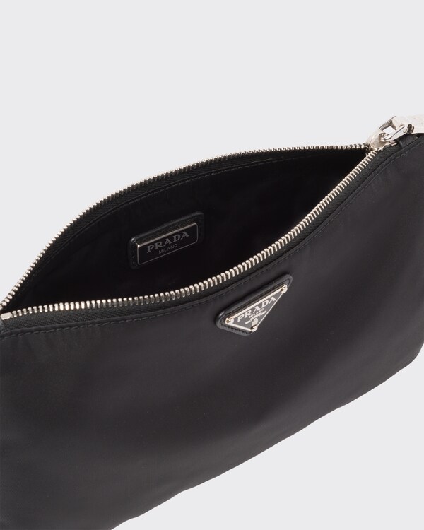 Re-Nylon and Saffiano leather pouch - Black Re-Nylon and Saffiano leather pouch - Black