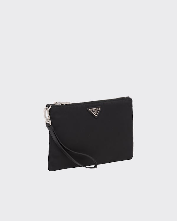 Re-Nylon and Saffiano leather pouch - Black Re-Nylon and Saffiano leather pouch - Black