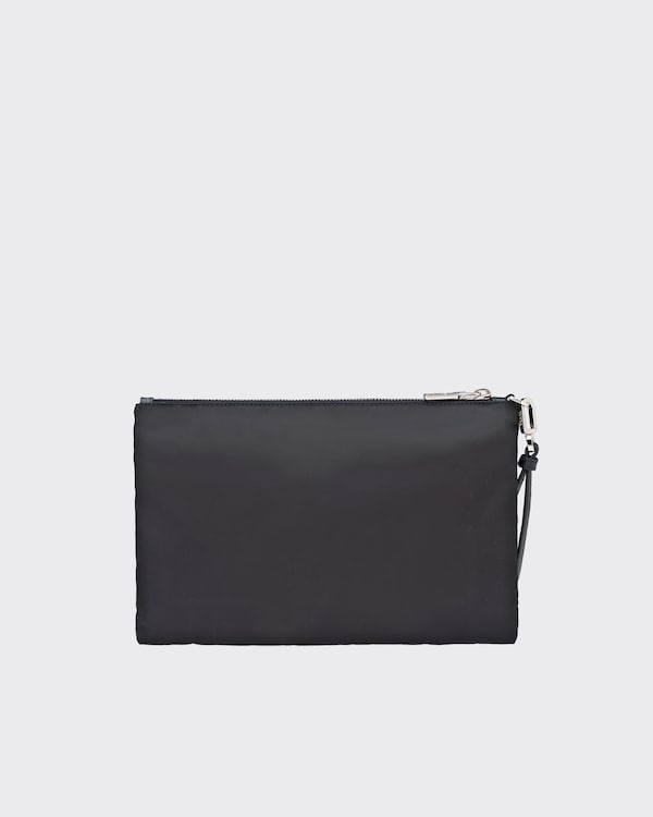 Re-Nylon and Saffiano leather pouch - Black Re-Nylon and Saffiano leather pouch - Black