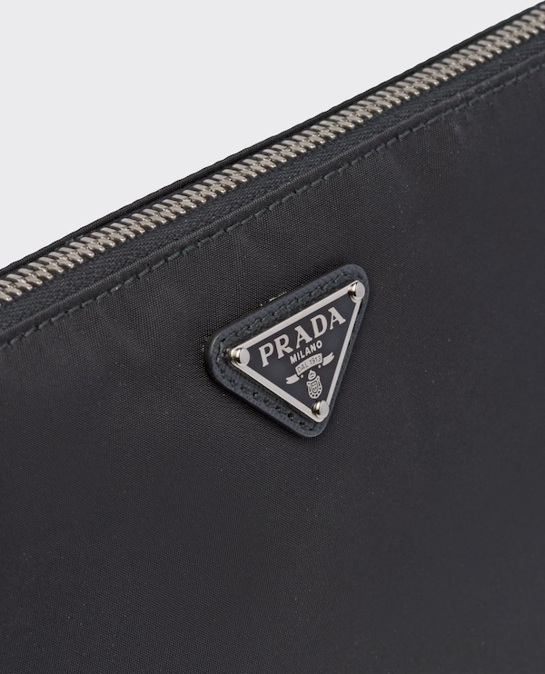 Re-Nylon and Saffiano leather pouch - Black Re-Nylon and Saffiano leather pouch - Black
