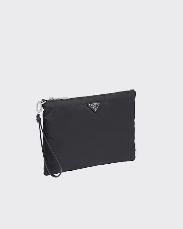 Re-Nylon and Saffiano leather pouch - Black Re-Nylon and Saffiano leather pouch - Black