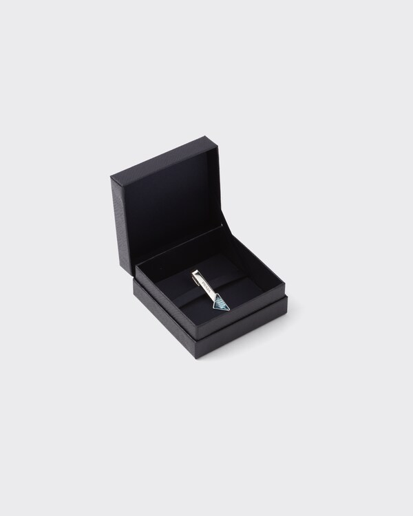 Sterling sliver tie clip with hard stone - Silver/Topaz Sterling sliver tie clip with hard stone - Silver/Topaz