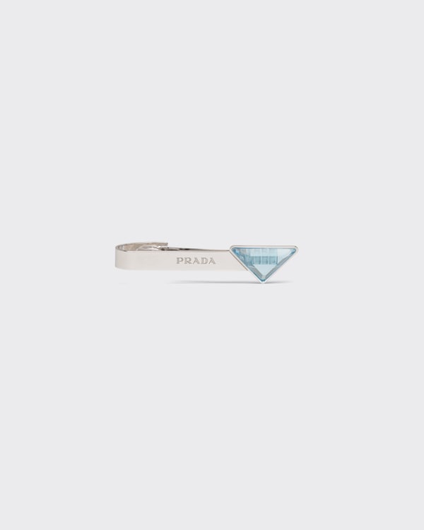 Sterling sliver tie clip with hard stone - Silver/Topaz Sterling sliver tie clip with hard stone - Silver/Topaz