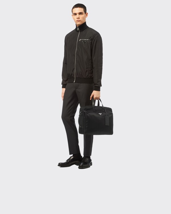 Re-Nylon and Saffiano leather briefcase - Black Re-Nylon and Saffiano leather briefcase - Black
