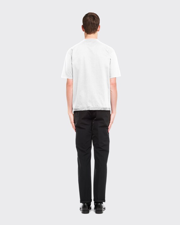 Cotton T-shirt with nylon pocket - White Cotton T-shirt with nylon pocket - White