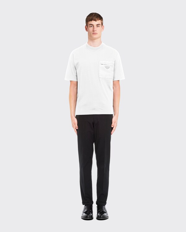Cotton T-shirt with nylon pocket - White Cotton T-shirt with nylon pocket - White