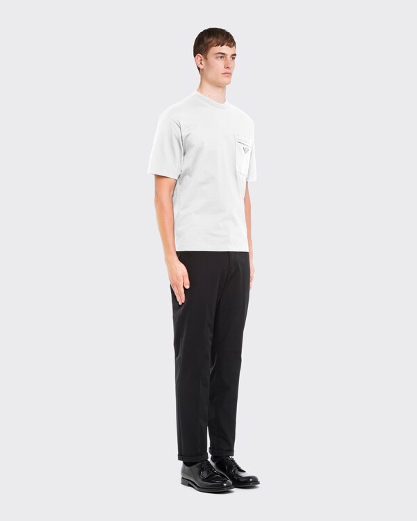 Cotton T-shirt with nylon pocket - White Cotton T-shirt with nylon pocket - White