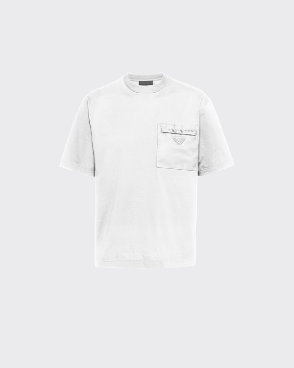 Cotton T-shirt with nylon pocket - White Cotton T-shirt with nylon pocket - White